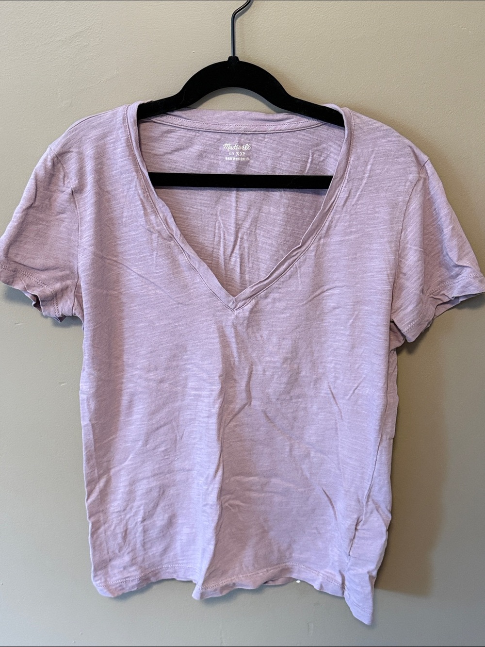Madewell Light Mauve V-Neck Short Sleeve Tee